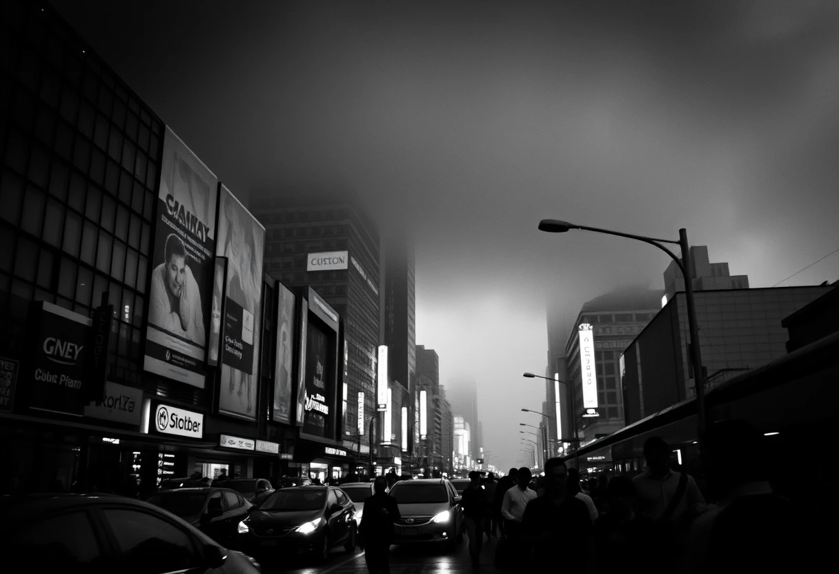 Street photography, urban scene, black and white