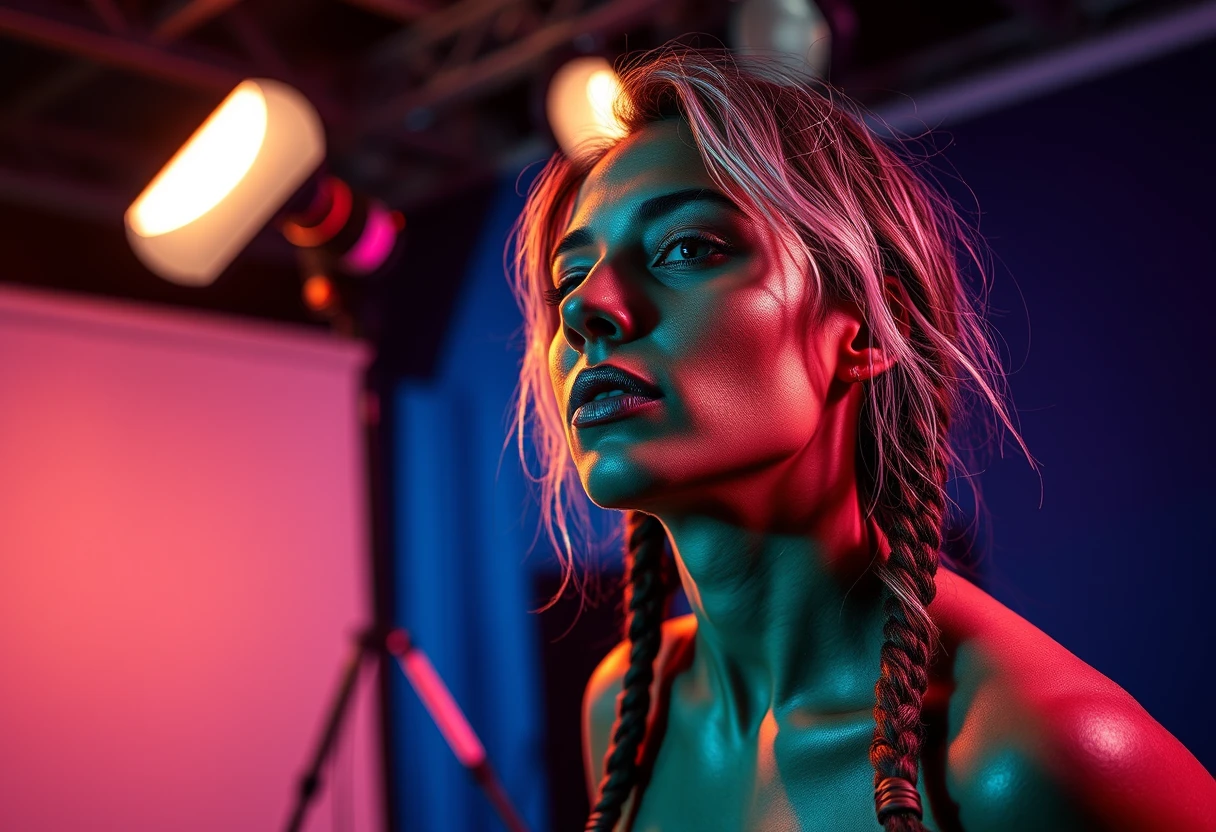 Portrait photography, vibrant colors, studio lighting